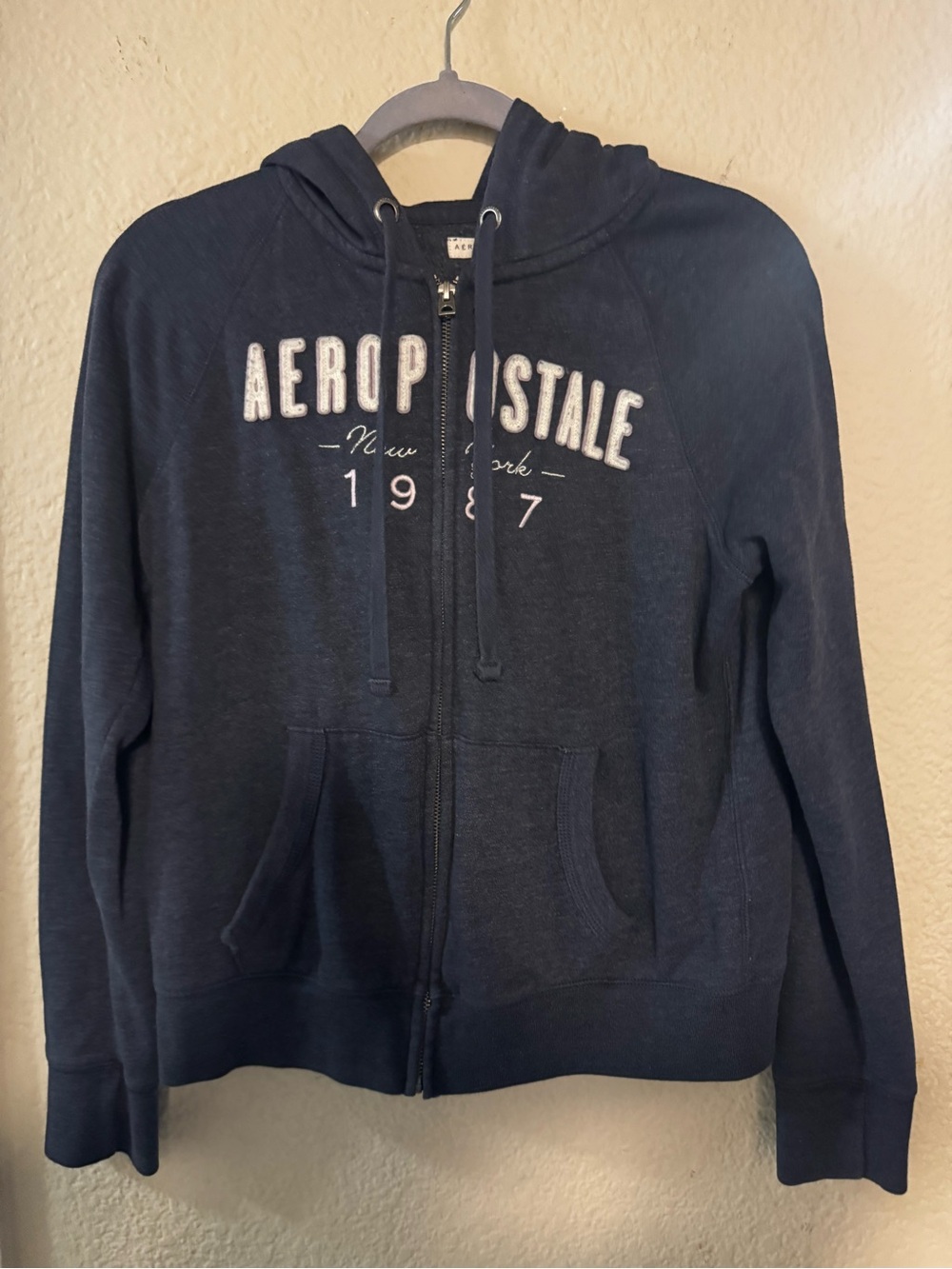 Aeropostale Navy Blue Zip-Up Hoodie with Logo